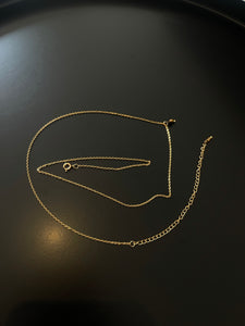 Gold plated stainless steel body chain with tiger eye gemstones. 